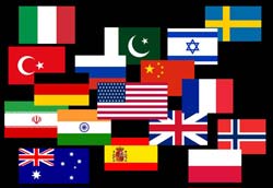 Graphic showcasing various national flags of the world