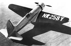 High angled rear right side view of the Hughes H1 racer