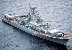 While not a true image of the Storozhevoy proper, the Krivak vessel pictured represents much of the same on-deck facilities that were available to the historical Soviet Navy design