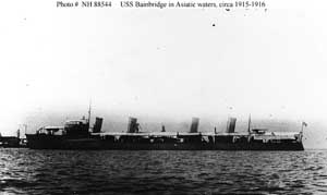 Portside view of the USS Bainbridge DD-1 at sea
